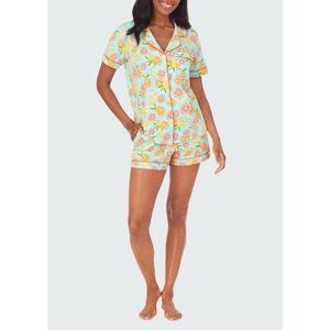 BedHead Pajamas Short Sleeve Classic Shorty PJ Set XS Citrus Grove NWT